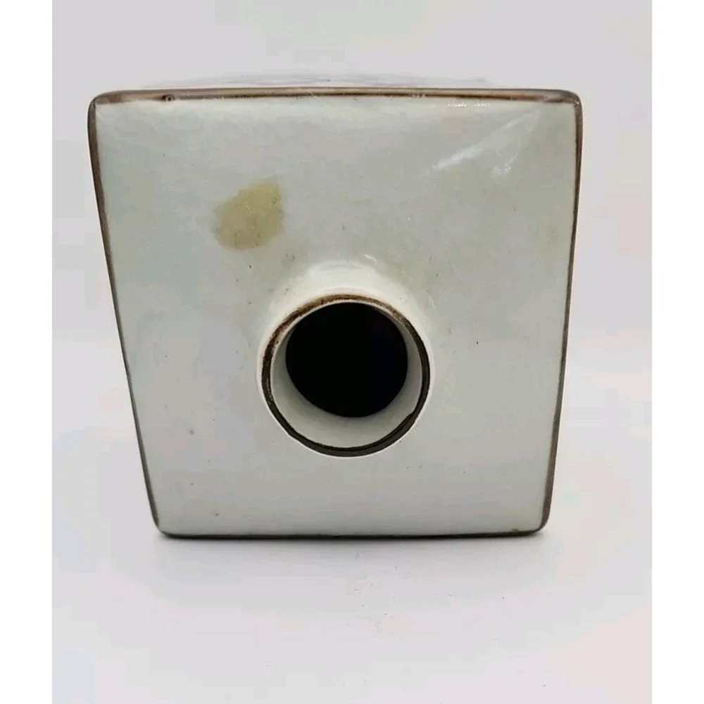 VINTAGE OMC Japan Brand - Square  Bud Vase - Blue Flowers &‎ Design MCM
